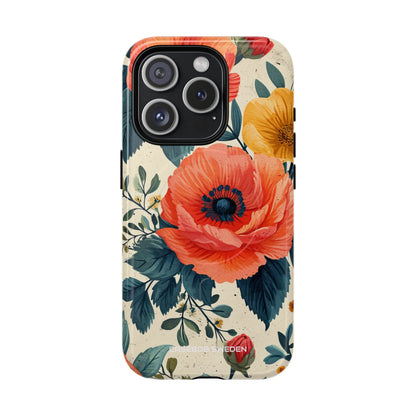 Vibrant Botanical Poppies - Tough + MagSafe® iPhone 15 Phone Case