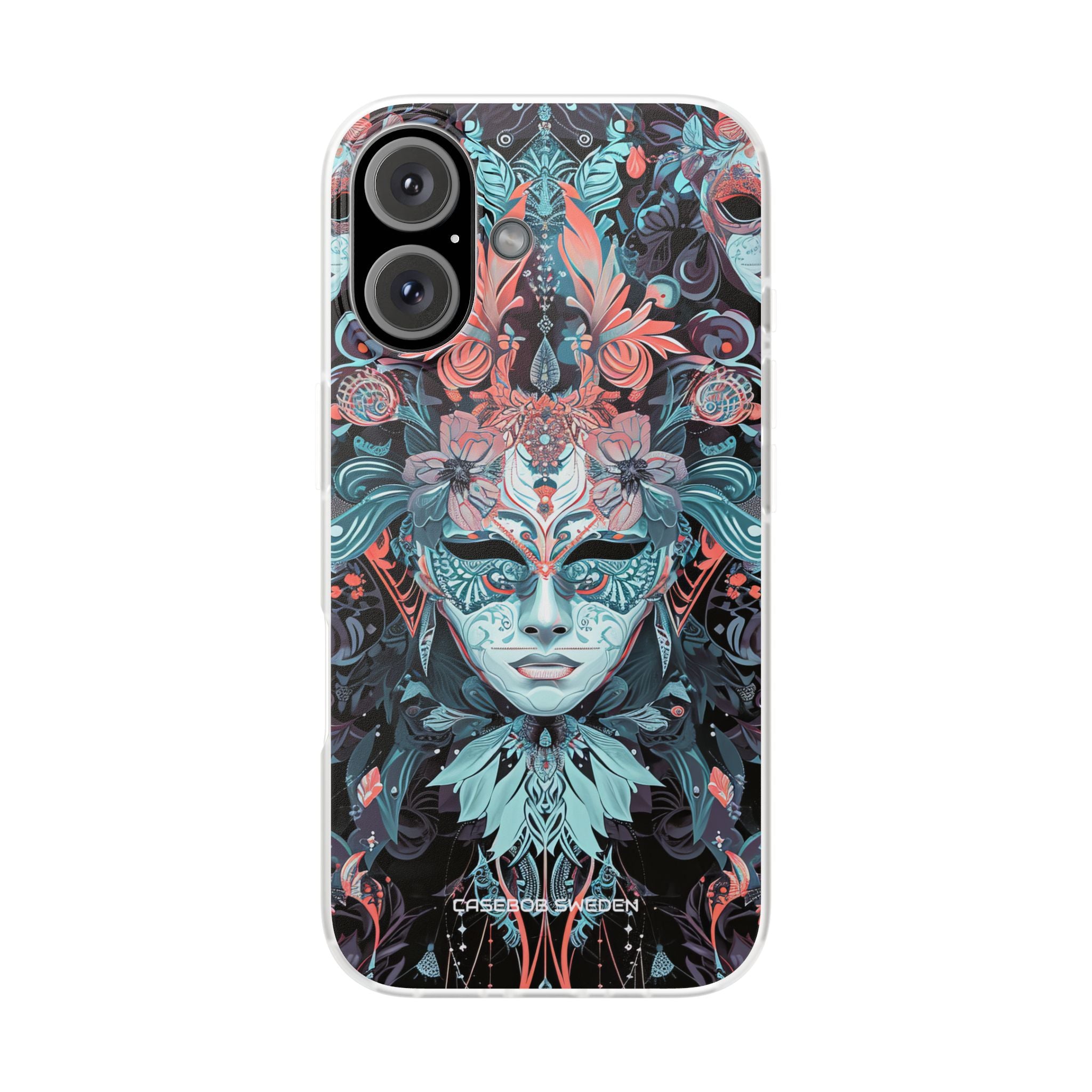 Mystic Teal Coral Mask - Flexi iPhone 16 Phone Case