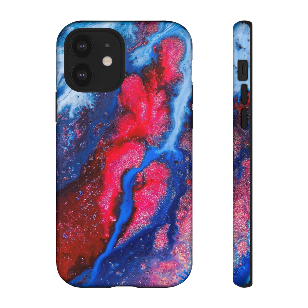 Red n Blue Ink Art iPhone Case (Protective) iPhone 12 Glossy Phone Case