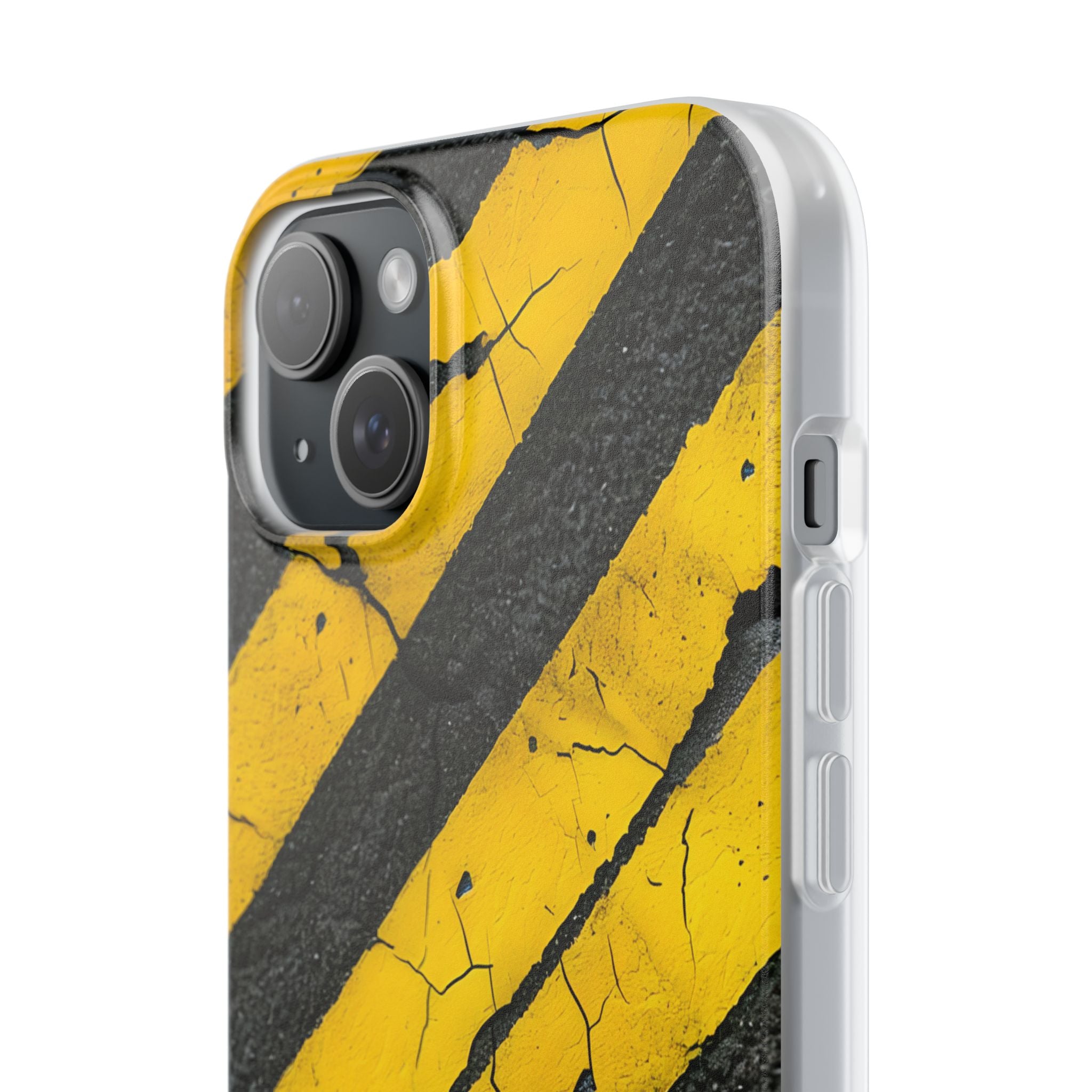 Yellow Stripe Distress iPhone 15 Plus Case - Soft