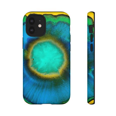 Neon Blue Ink Art iPhone Case (Protective) iPhone 12 Mini Matte Phone Case