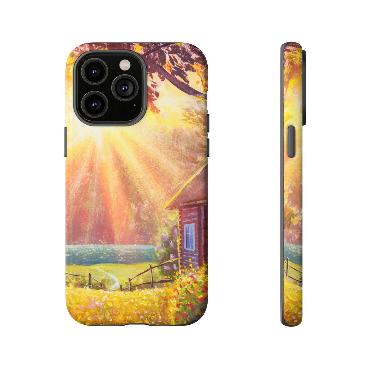 Flower Bushes Wooden House - Protective Phone Case