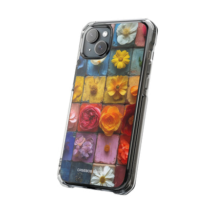 Vibrant Floral Tiles - Clear Impact iPhone 15 Phone Case