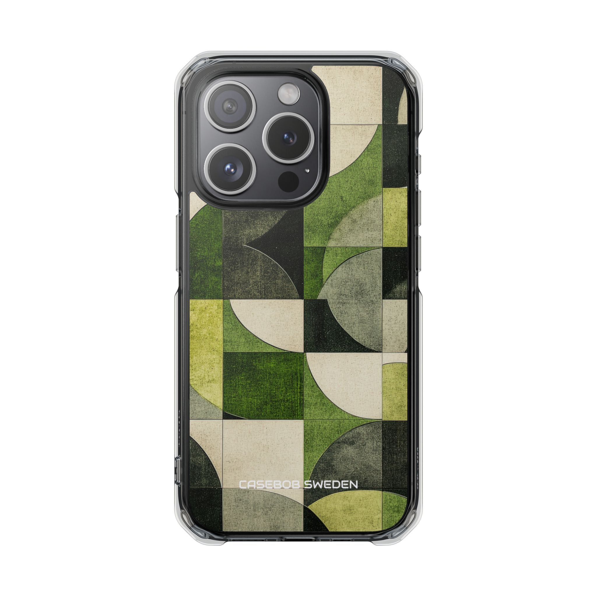 Green Geometric Harmony - Clear Impact iPhone 15 Phone Case