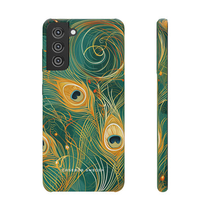 Peacock Elegance in Teal and Gold Samsung S21 - Slim Phone Case