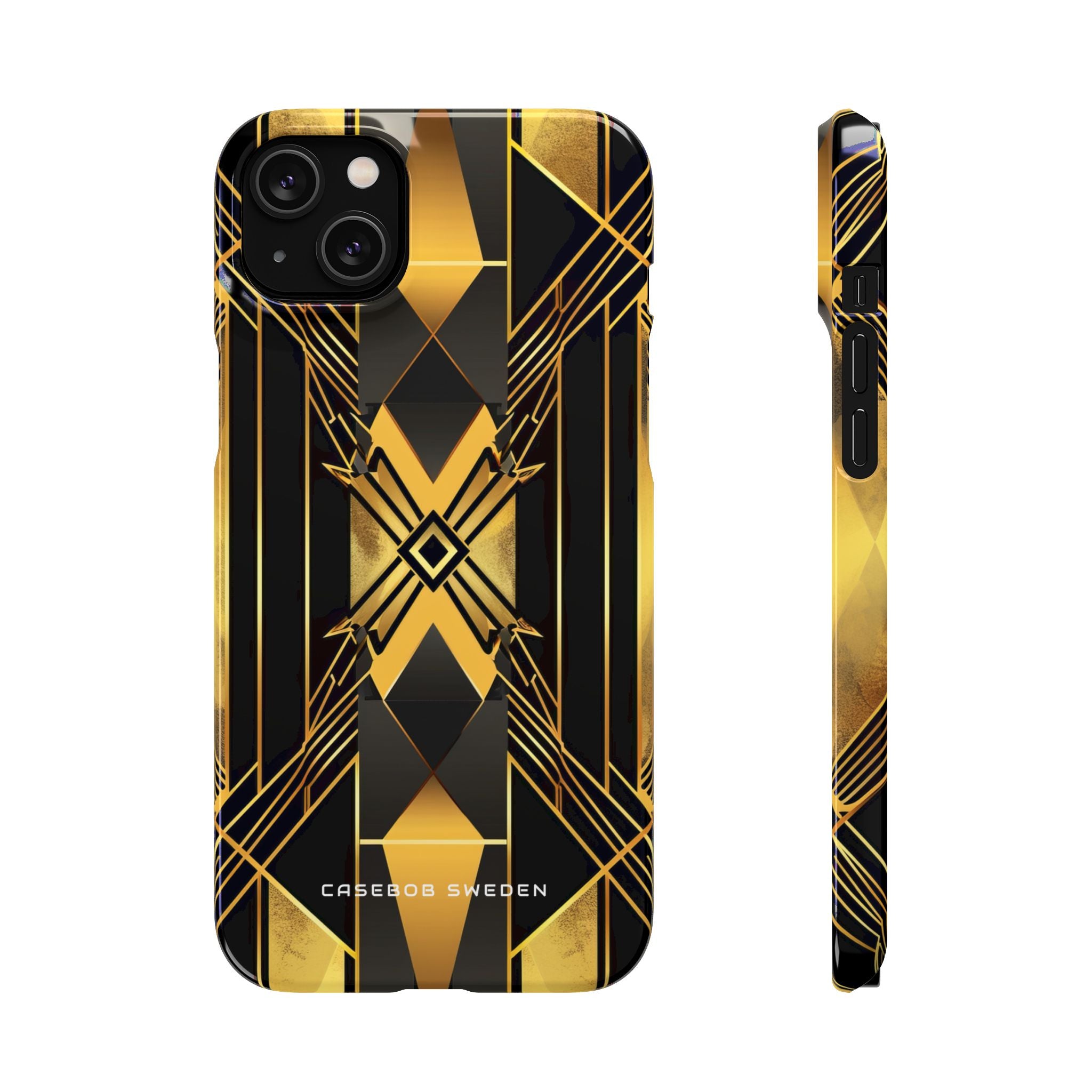 Golden Geometric Elegance iPhone 14 - Slim Phone Case