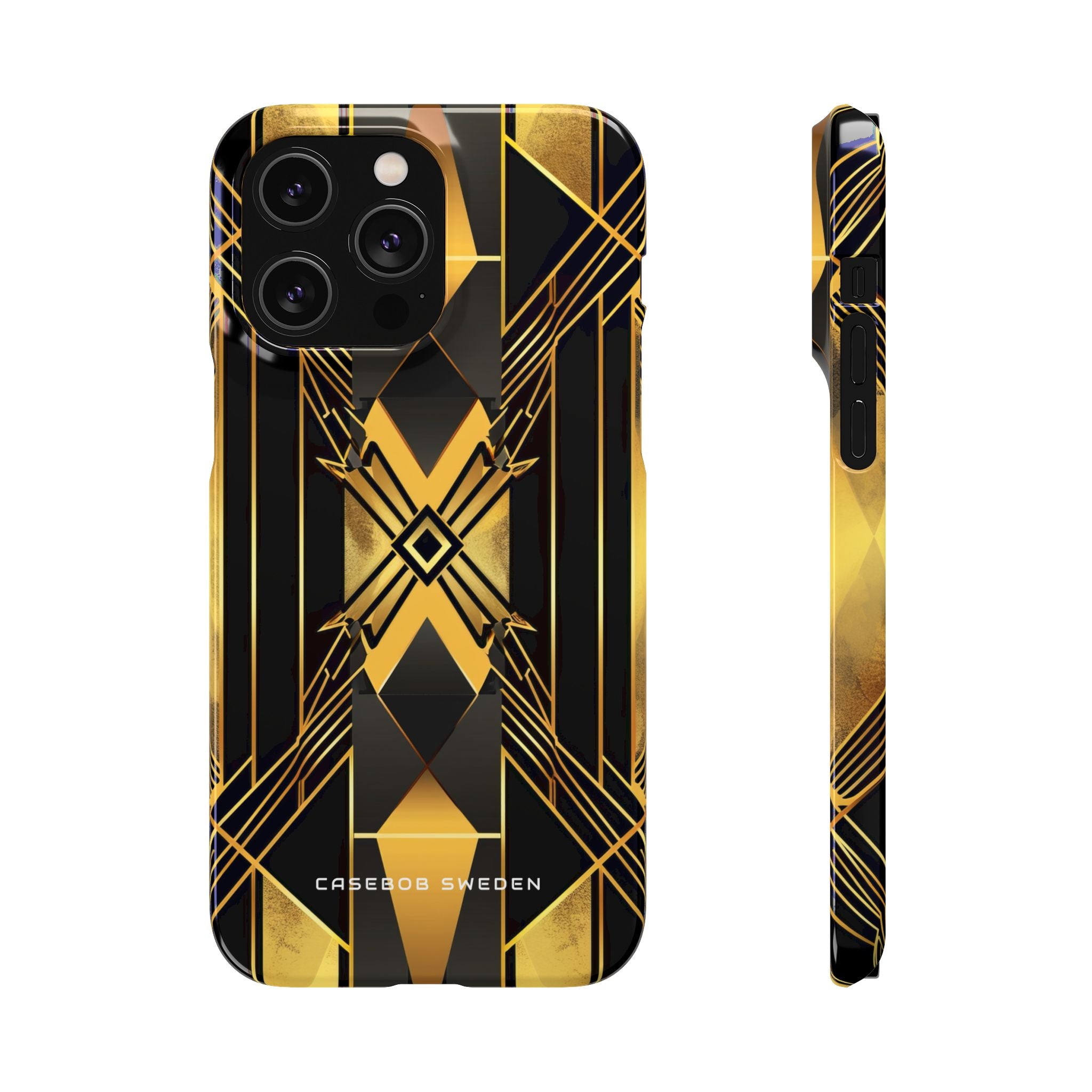 Golden Geometric Elegance iPhone 14 - Slim Phone Case