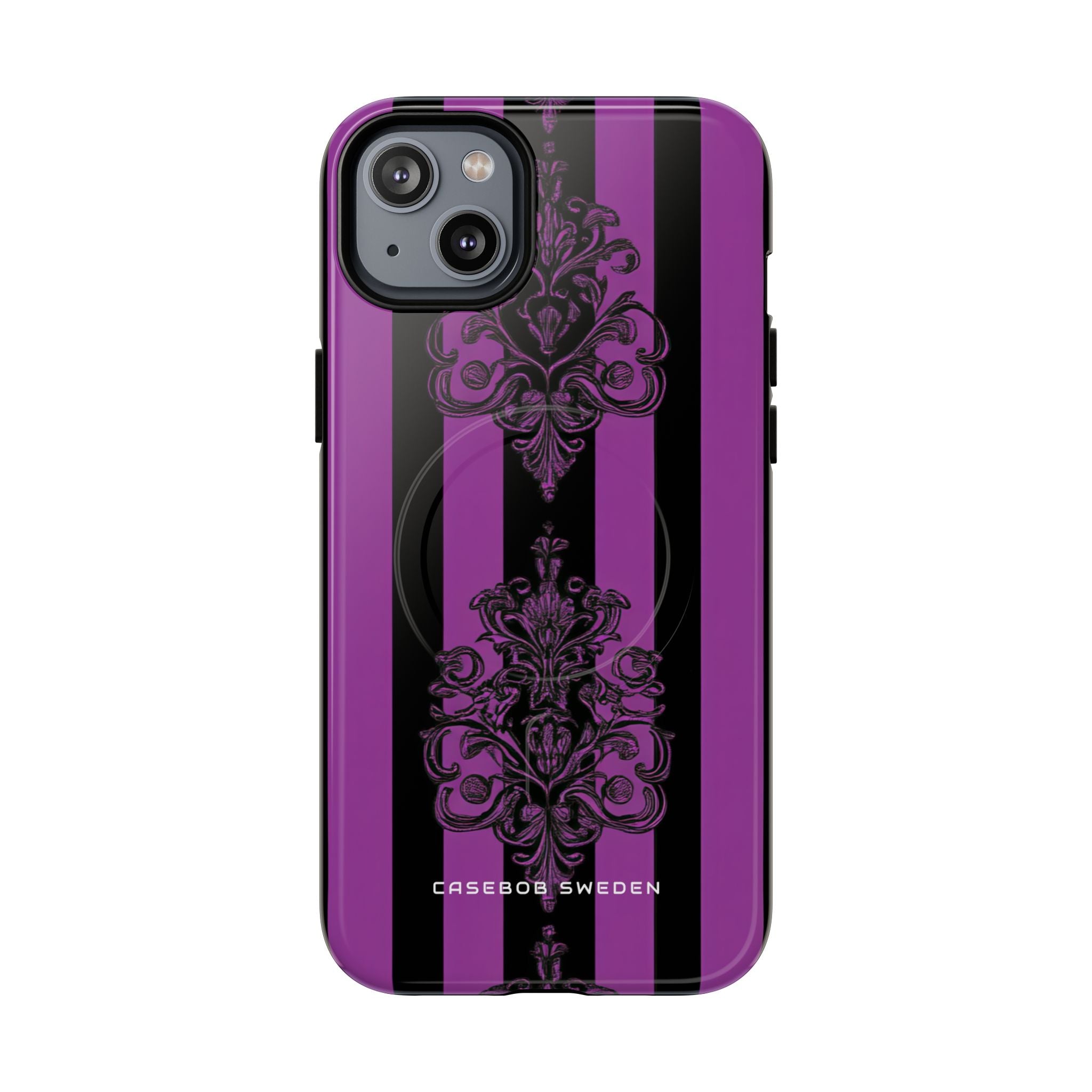 Gothic Elegance with Vertical Stripes and Ornamental Motifs iPhone 14  Tough+ Phone Case