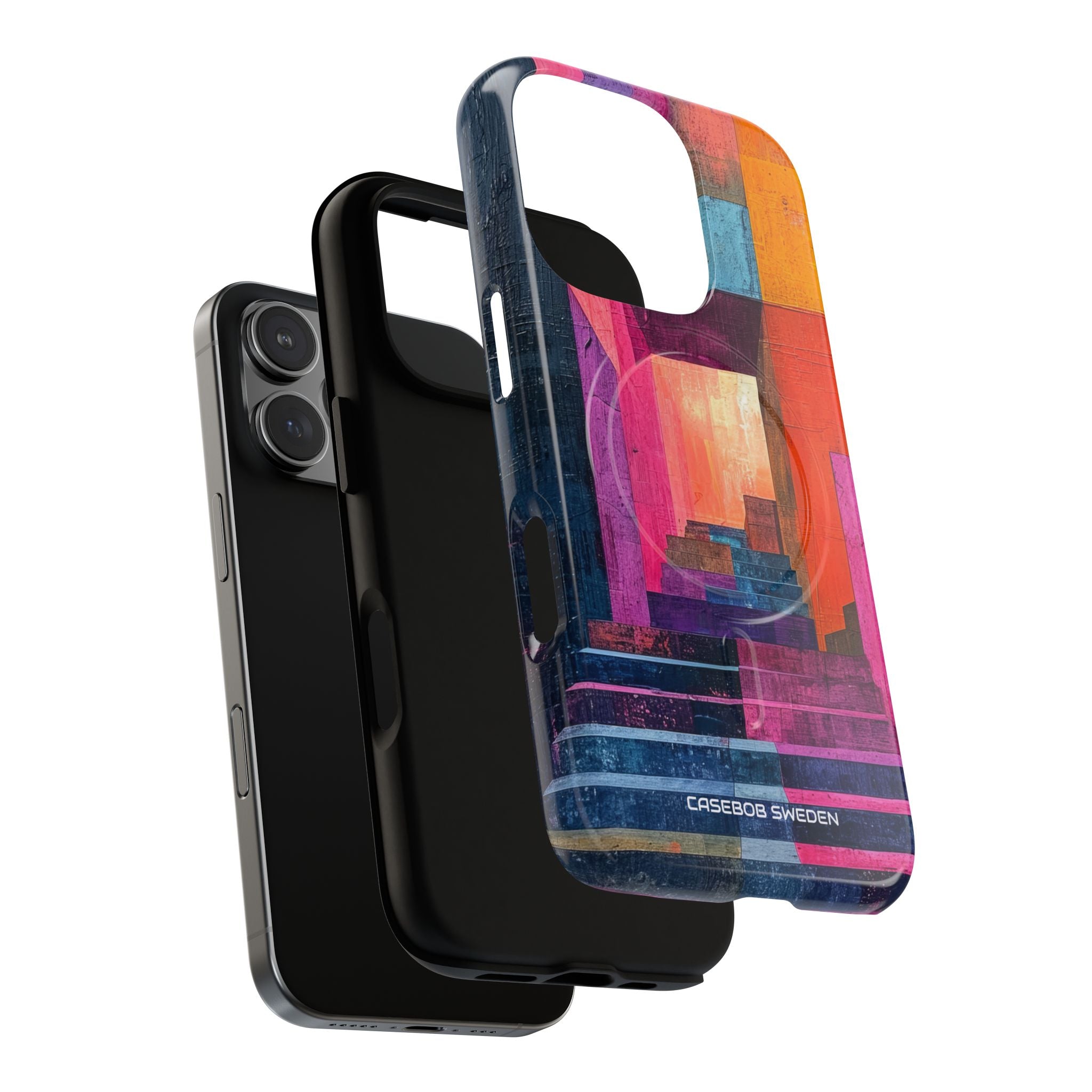 Pink Orange Geometry - Tough + MagSafe® iPhone 16 Phone Case