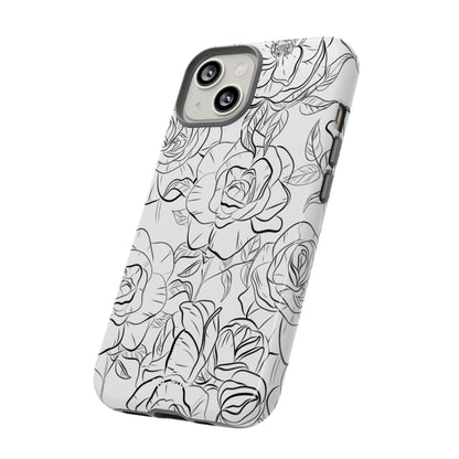 Intricate Rose Sketches - iPhone Case