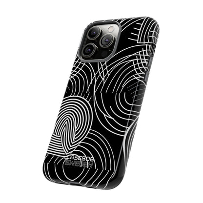 Monochrome Spiral Curves iPhone 14 - Tough