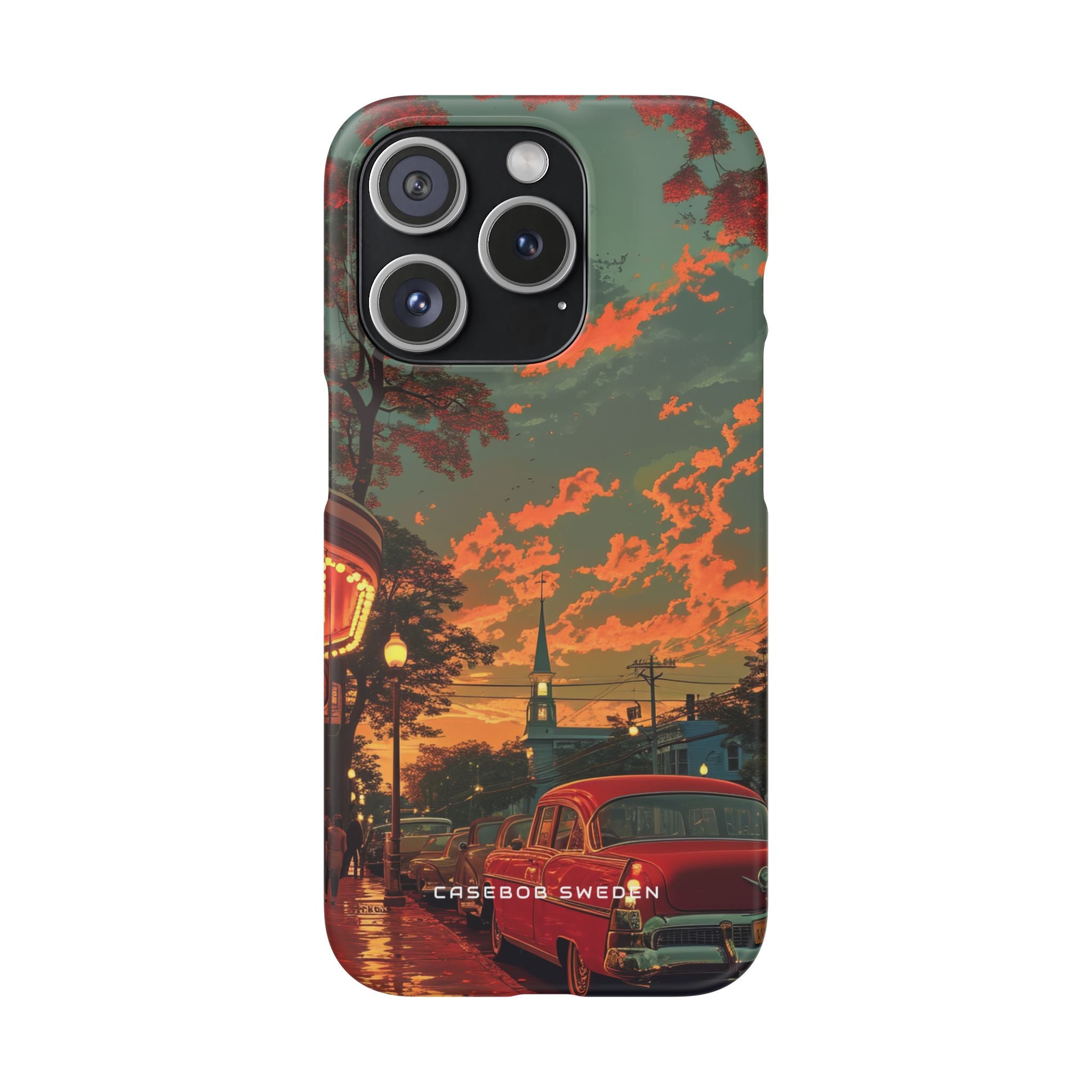 Mid-Century Nostalgia Streetscape iPhone 15 - Slim Phone Case