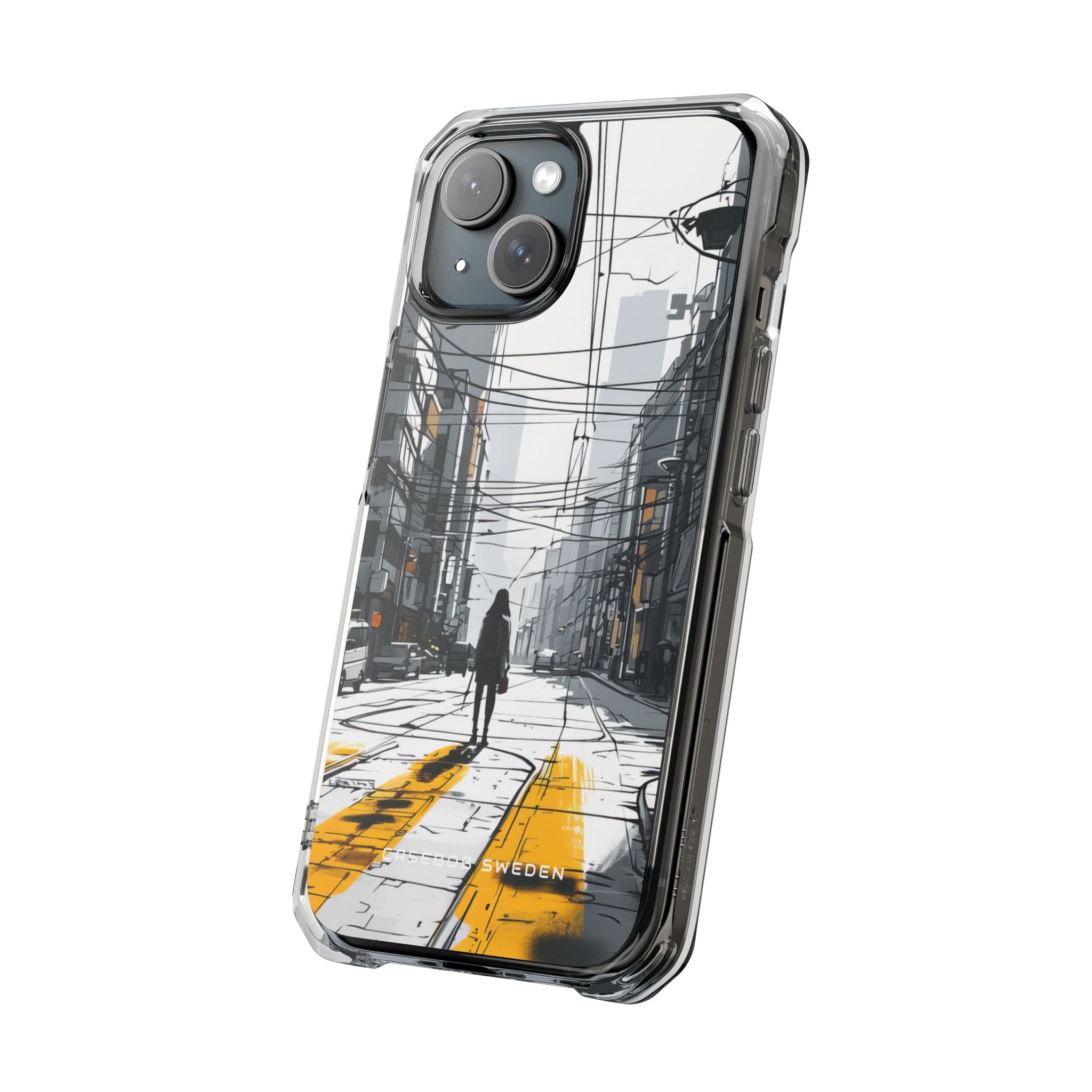 Urban Noir Streetscape iPhone 15 - Clear Impact Phone Case