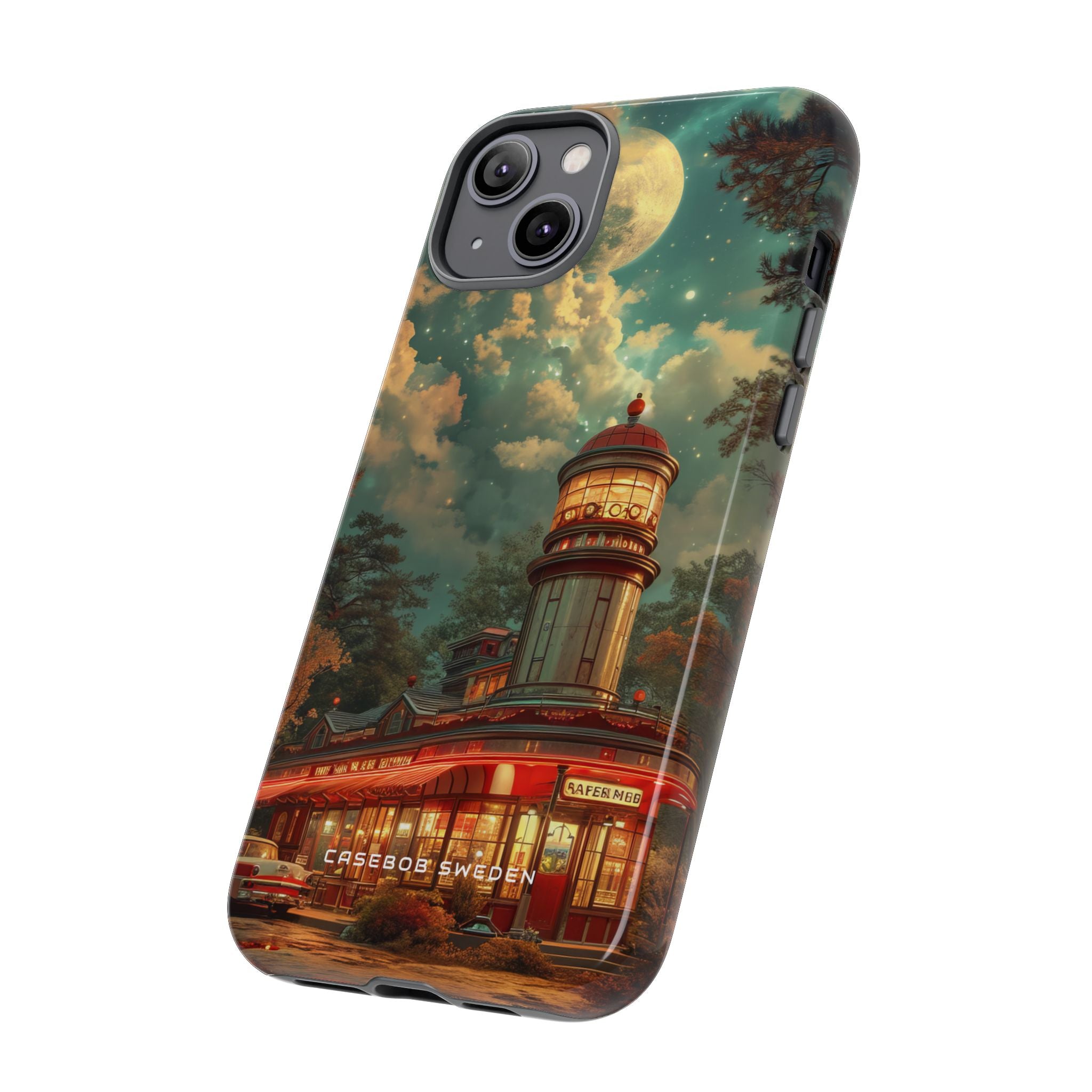 Vintage Moonlit Diner Fantasy iPhone 14 - Tough Phone Case