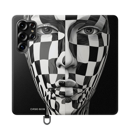 Mirrored Checkerboard Face - Samsung S25 Ultra Case - Wallet