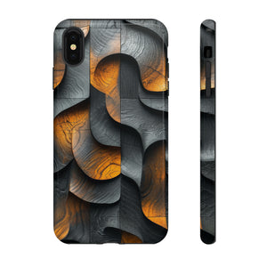 Grey Fire Orange Geometry - Protective Phone Case