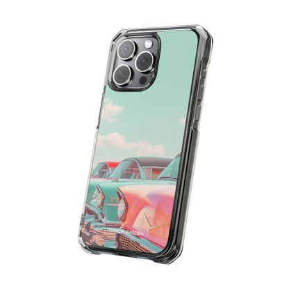 Vintage Turquoise Cars - Clear Impact iPhone 15 Phone Case