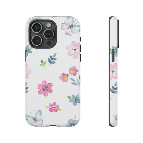 Vintage flowers and butterflies iPhone case (Protective) - Protective Phone Case