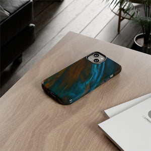 Neon Blue Ink Art iPhone Case (Protective) Phone Case