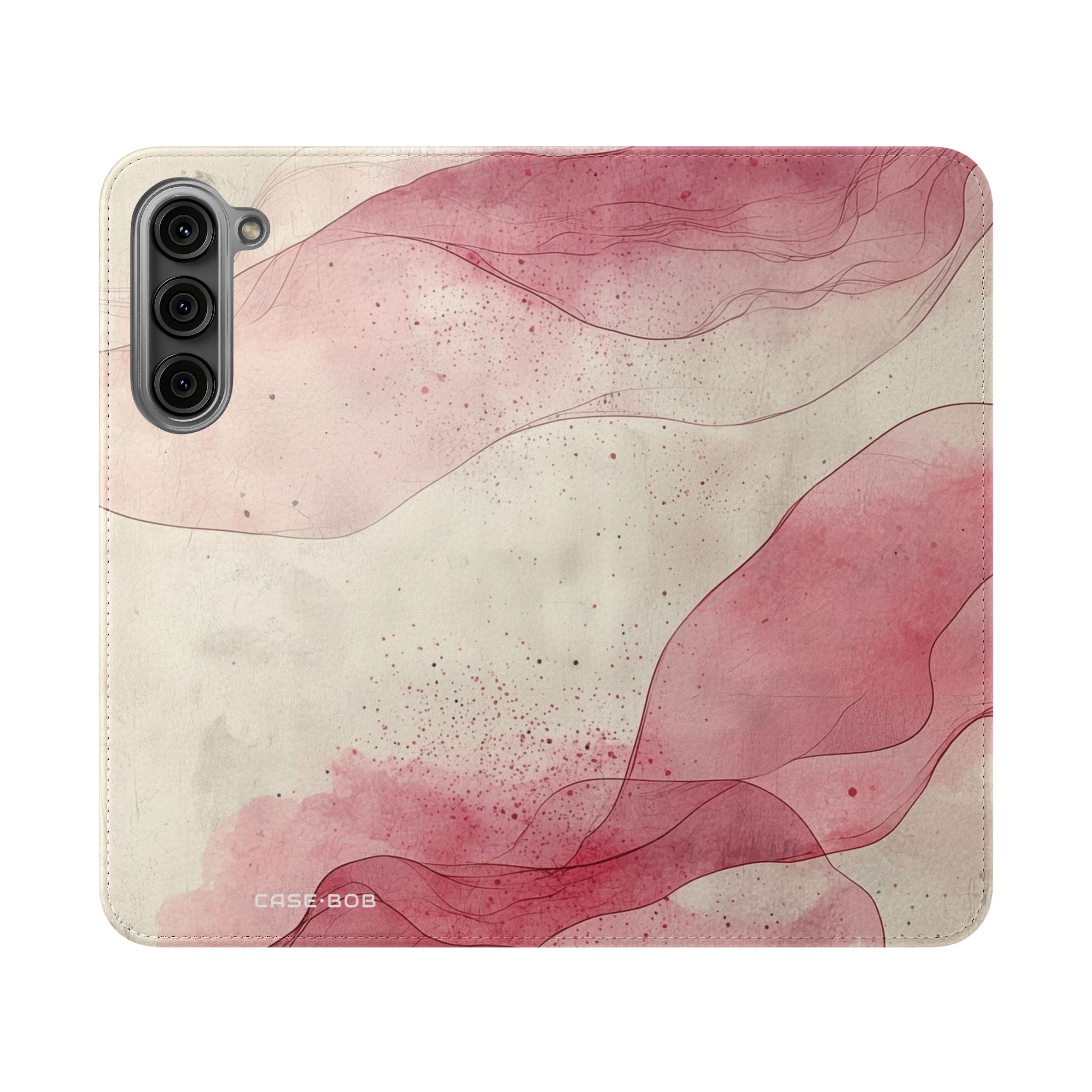 Crimson Ribbon Waves - Samsung S23+ Case - Wallet