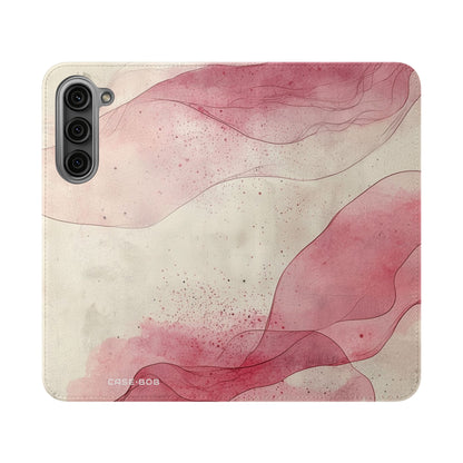Crimson Ribbon Waves - Samsung S23+ Case - Wallet