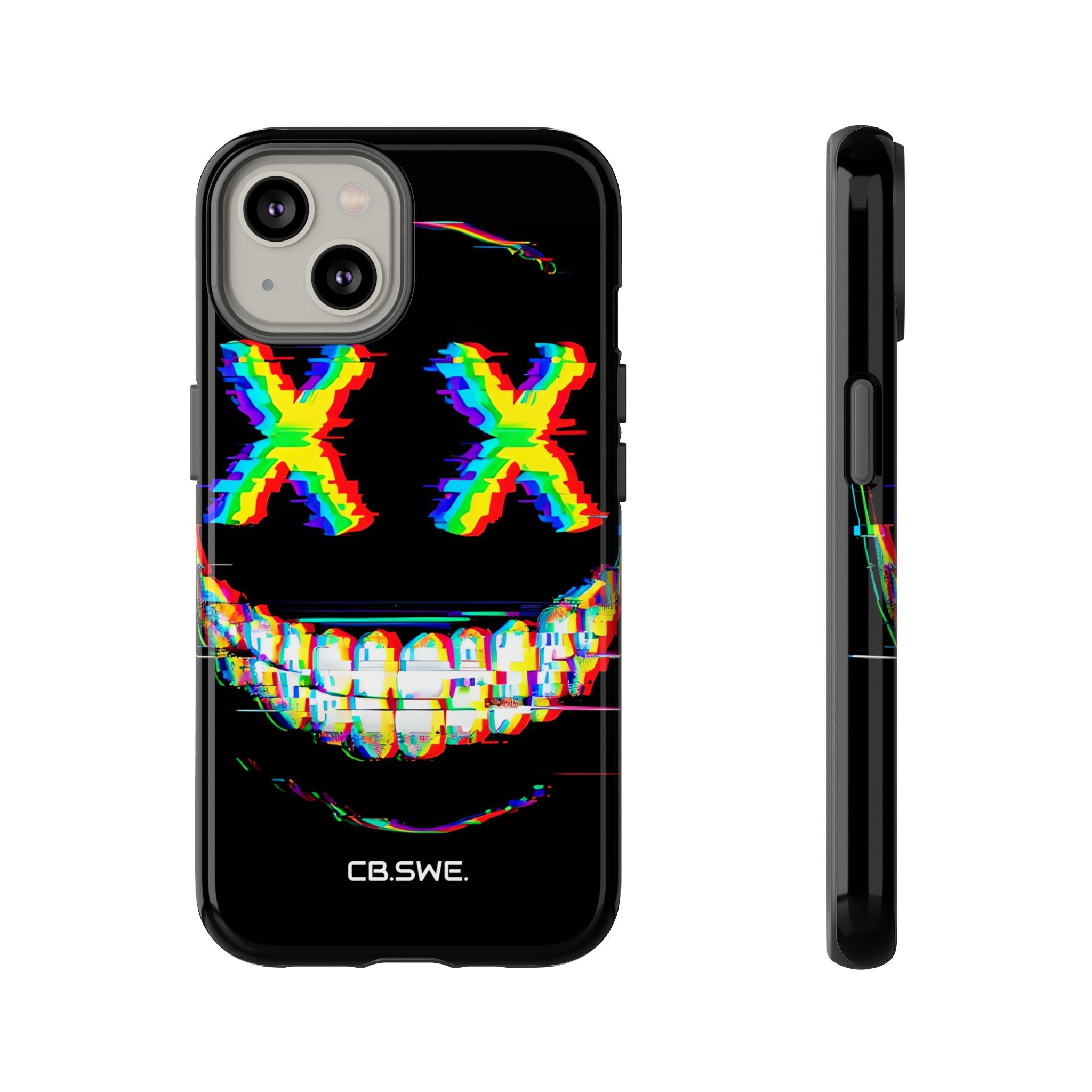 Sinister Glitch Art Smiley Face Digital Phone iPhone 14 - Tough