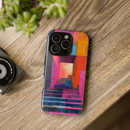 Pink Orange Geometry - Tough iPhone 16 Phone Case