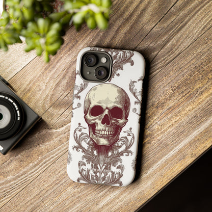 Gothic Skulls and Ornate Foliage iPhone 15 - Tough Phone Case