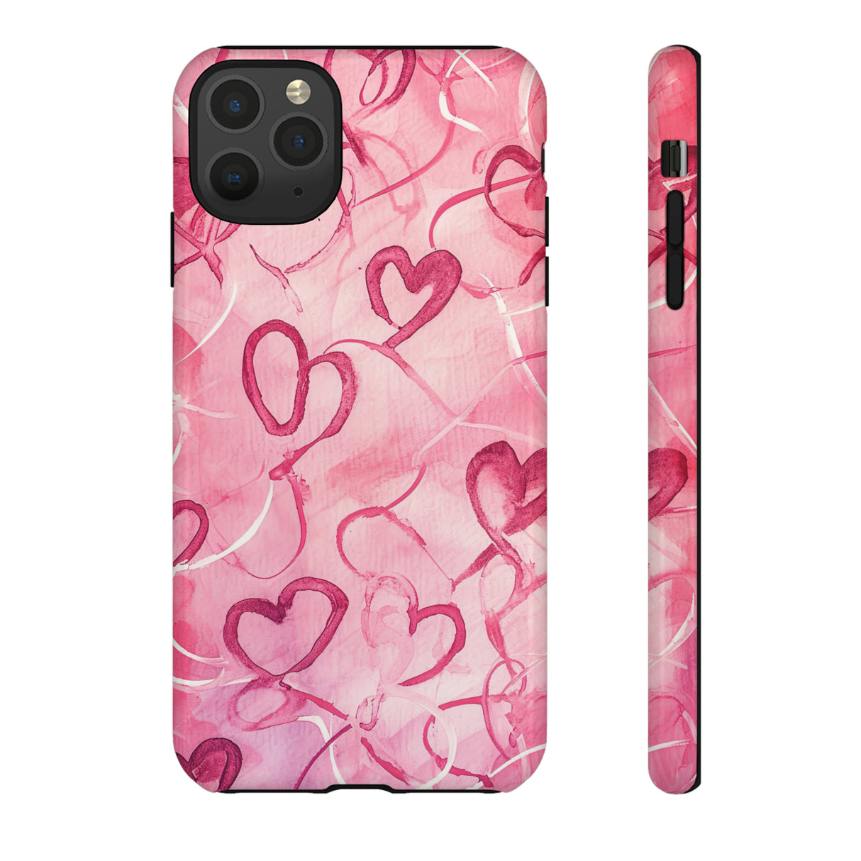 Intertwined Hearts & Cupid - Protective Phone Case