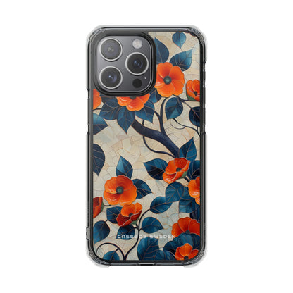 Orange Blossoms Mosaic Harmony iPhone 15 - Clear Impact Phone Case