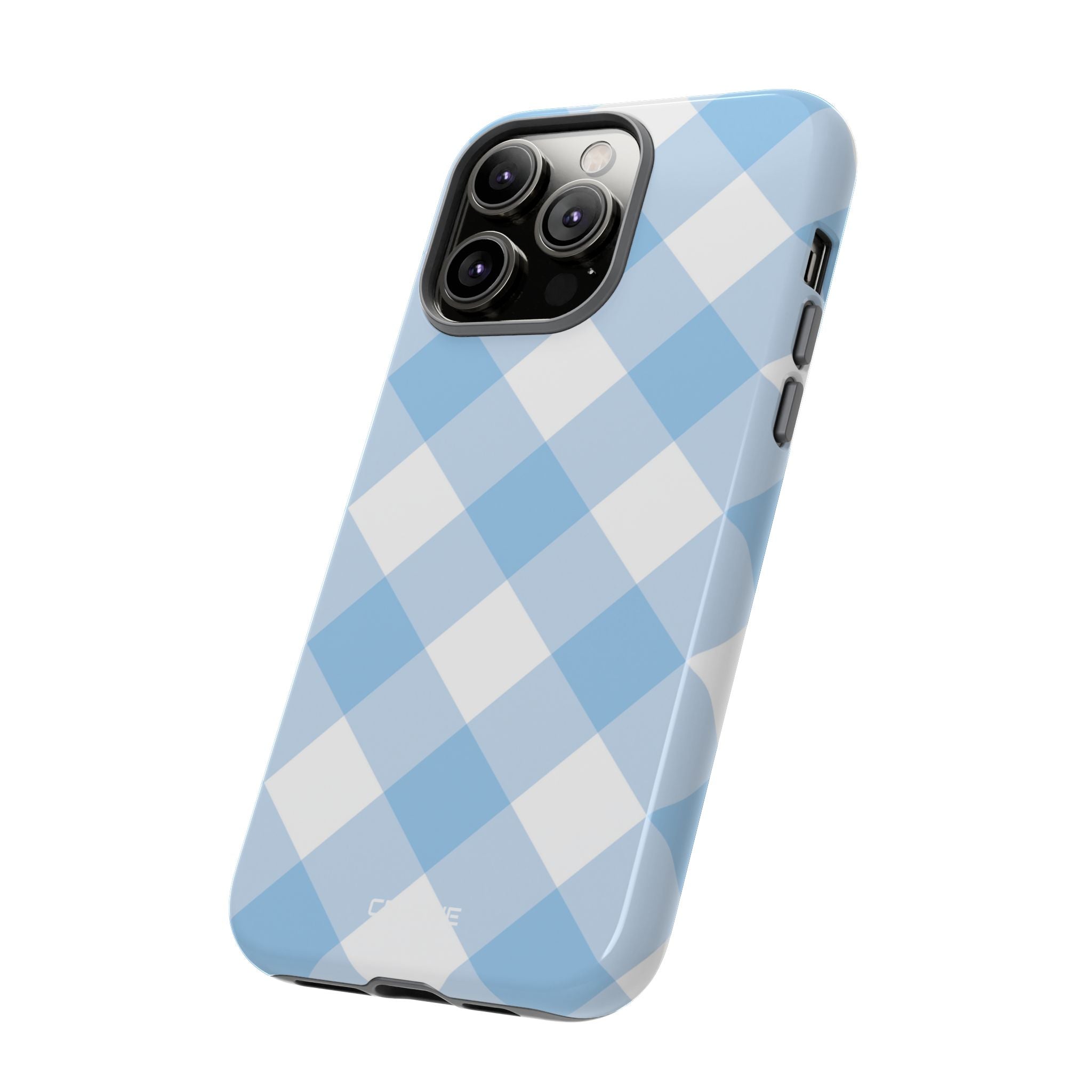 Soft Blue Gingham Elegance - iPhone Case