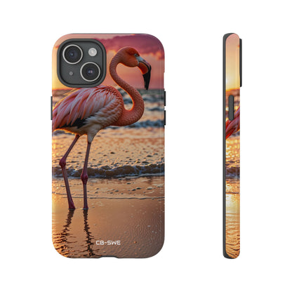 Sunset Flamingo Stand - iPhone Case