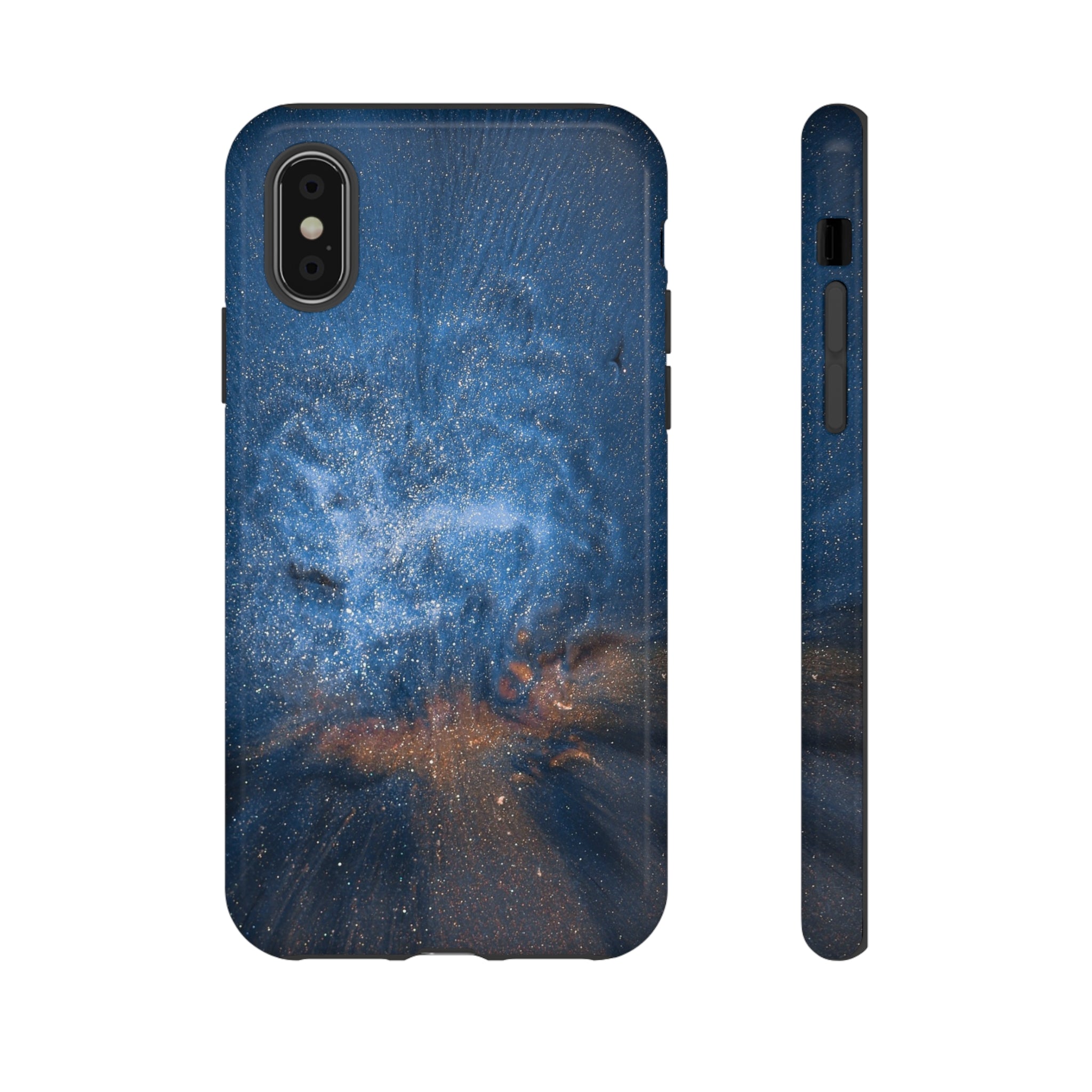 Blue Stardust Ink Art iPhone Case (Protective) iPhone X Glossy Phone Case