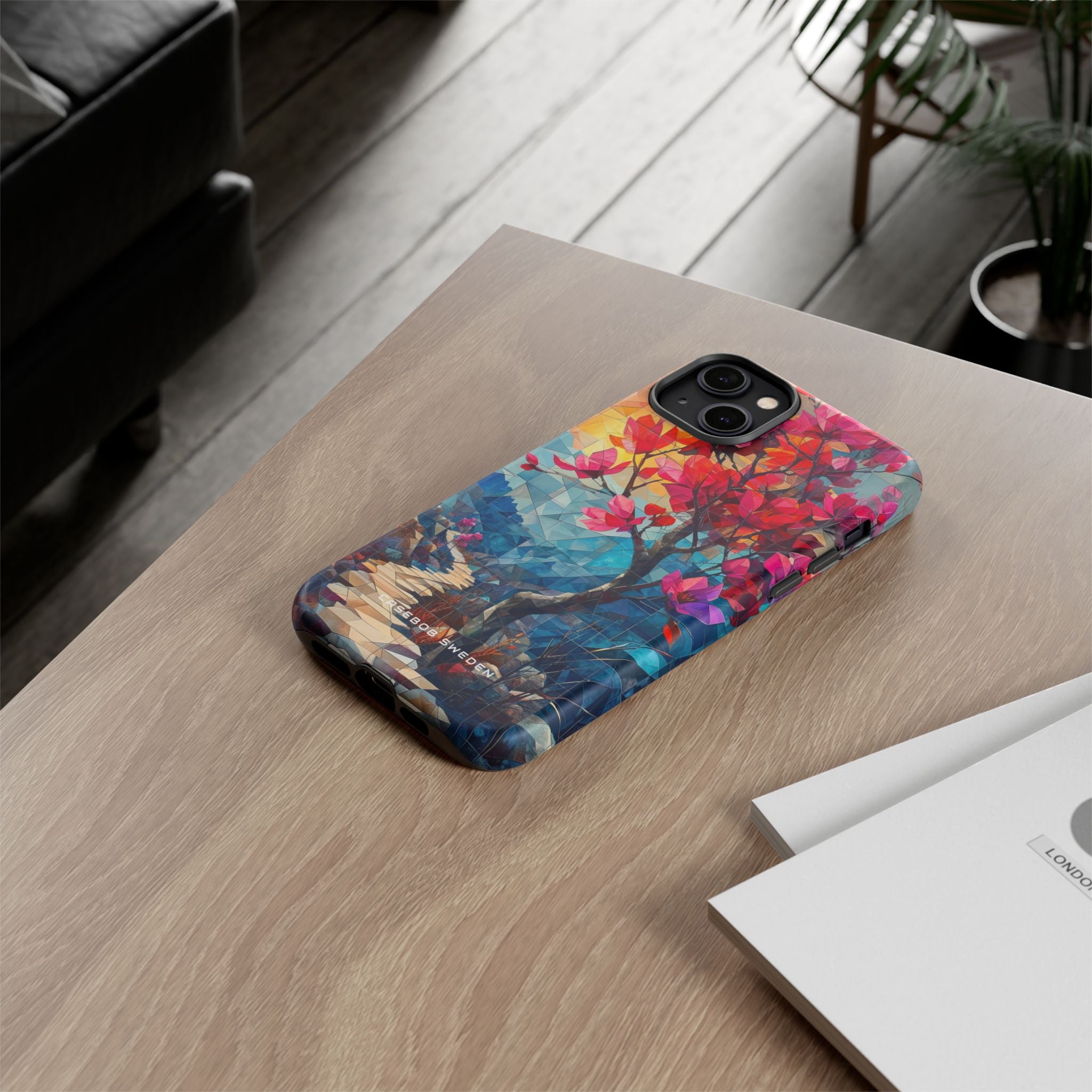 Vibrant Geometric Tree Landscape iPhone 14 - Tough Phone Case