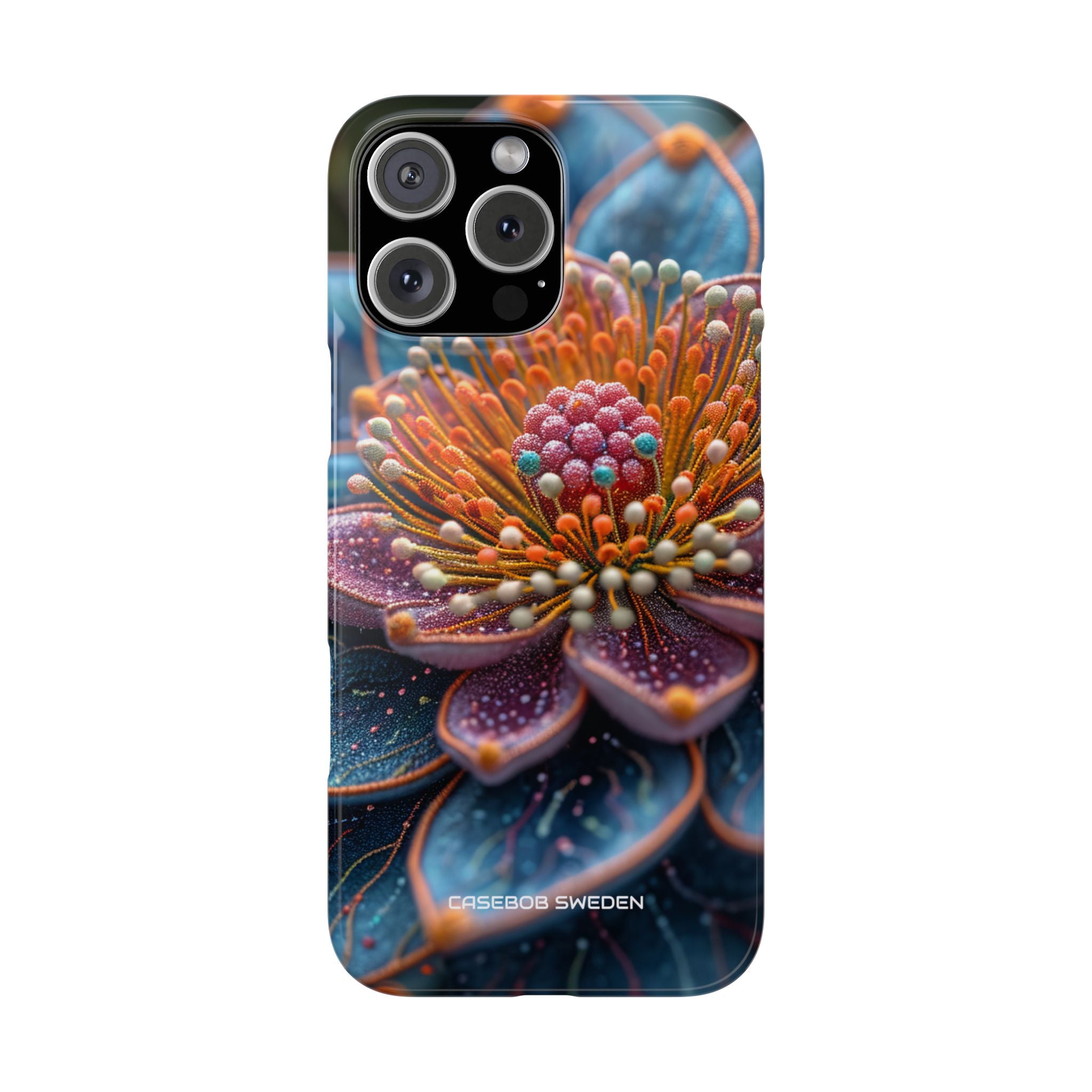 Blue-Orange Floral Swirl - Slim iPhone 16 Phone Case