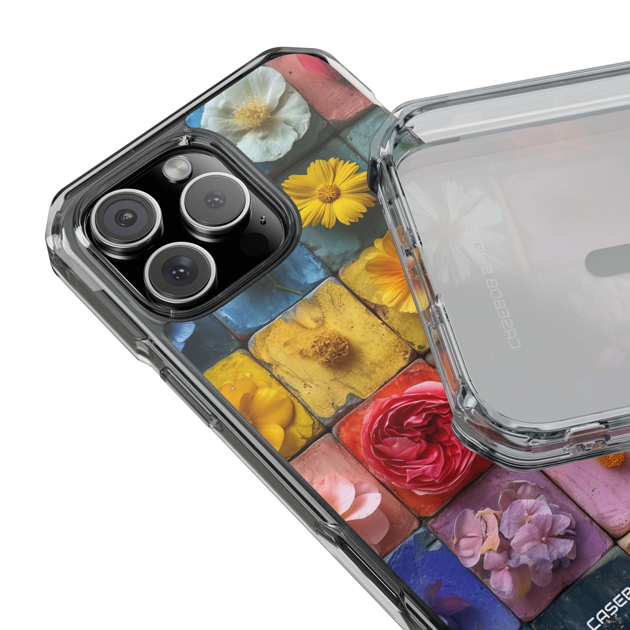 Vibrant Floral Tiles - Clear Impact iPhone 16 Phone Case