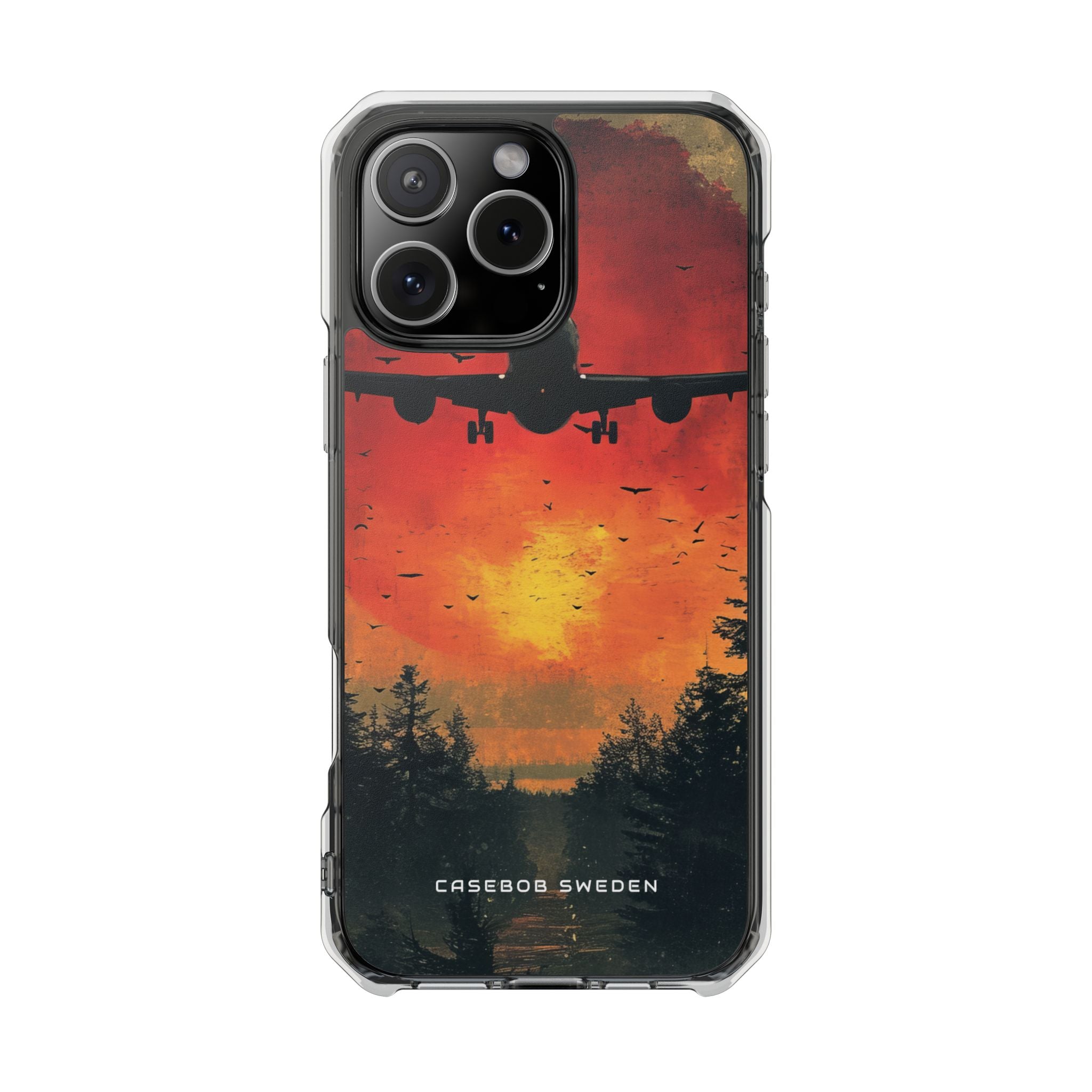 Vintage Sunset Airplane Silhouette iPhone 16 - Clear Impact Phone Case