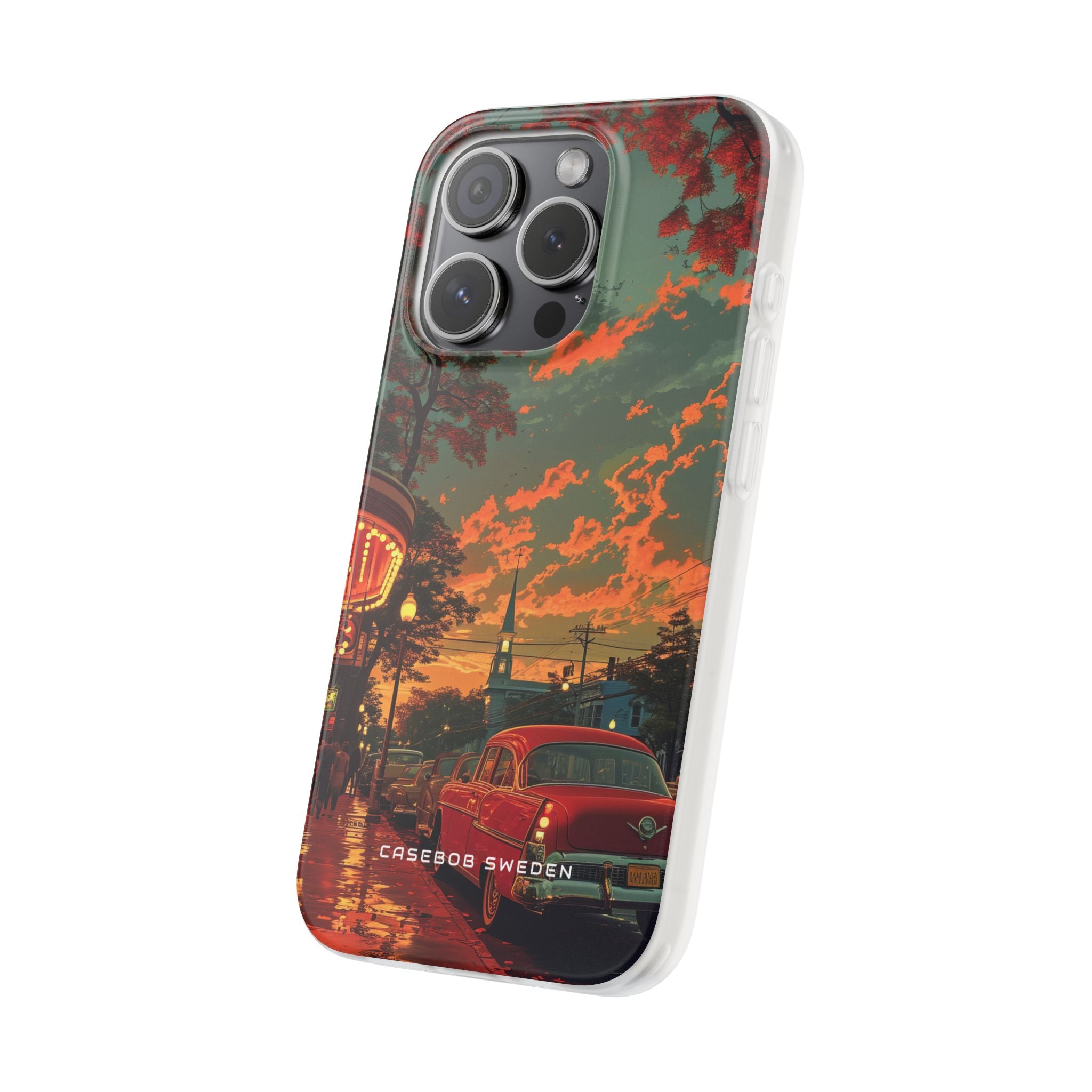 Mid-Century Nostalgia Streetscape iPhone 15 - Flexi Phone Case