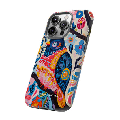 Whimsical Vintage Owl with Floral Charm iPhone 14 - Tough Phone Case