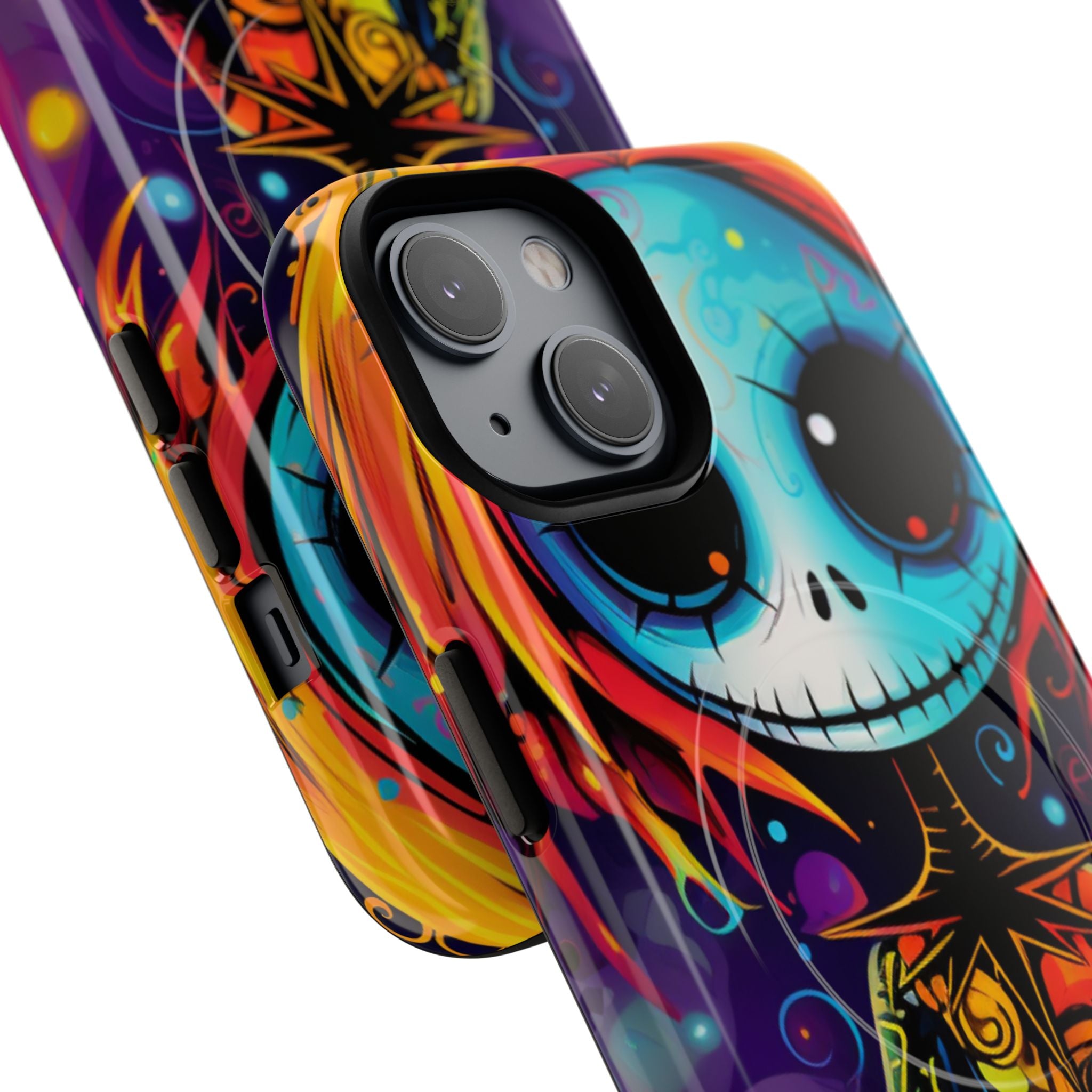Blue Skull Swirl iPhone 14 Case - Tough+