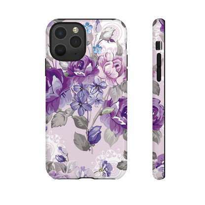 Beautiful vintage purple flower iPhone case - Protective Phone Case