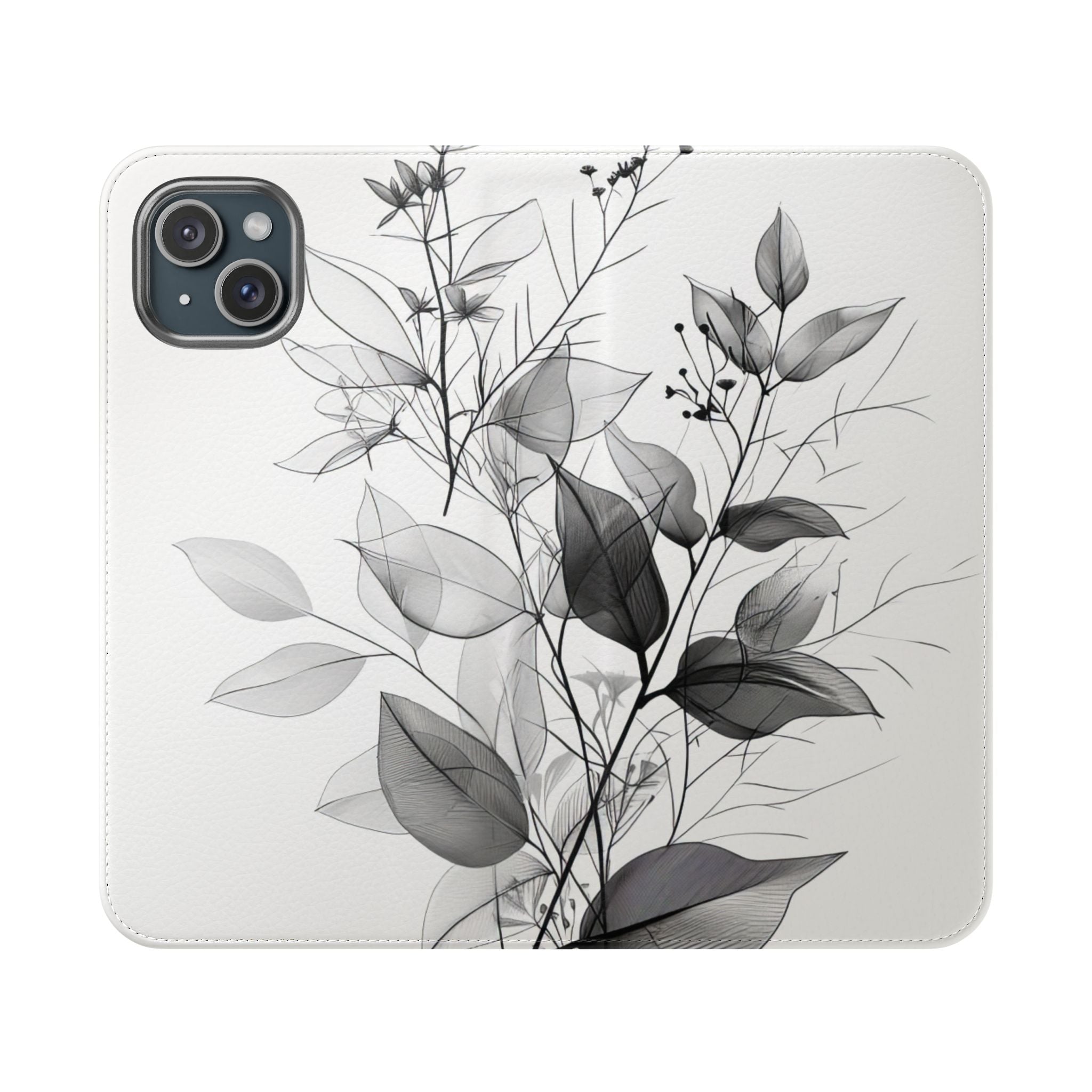 Silver Leaves - iPhone 15 Plus Case - Lompakko