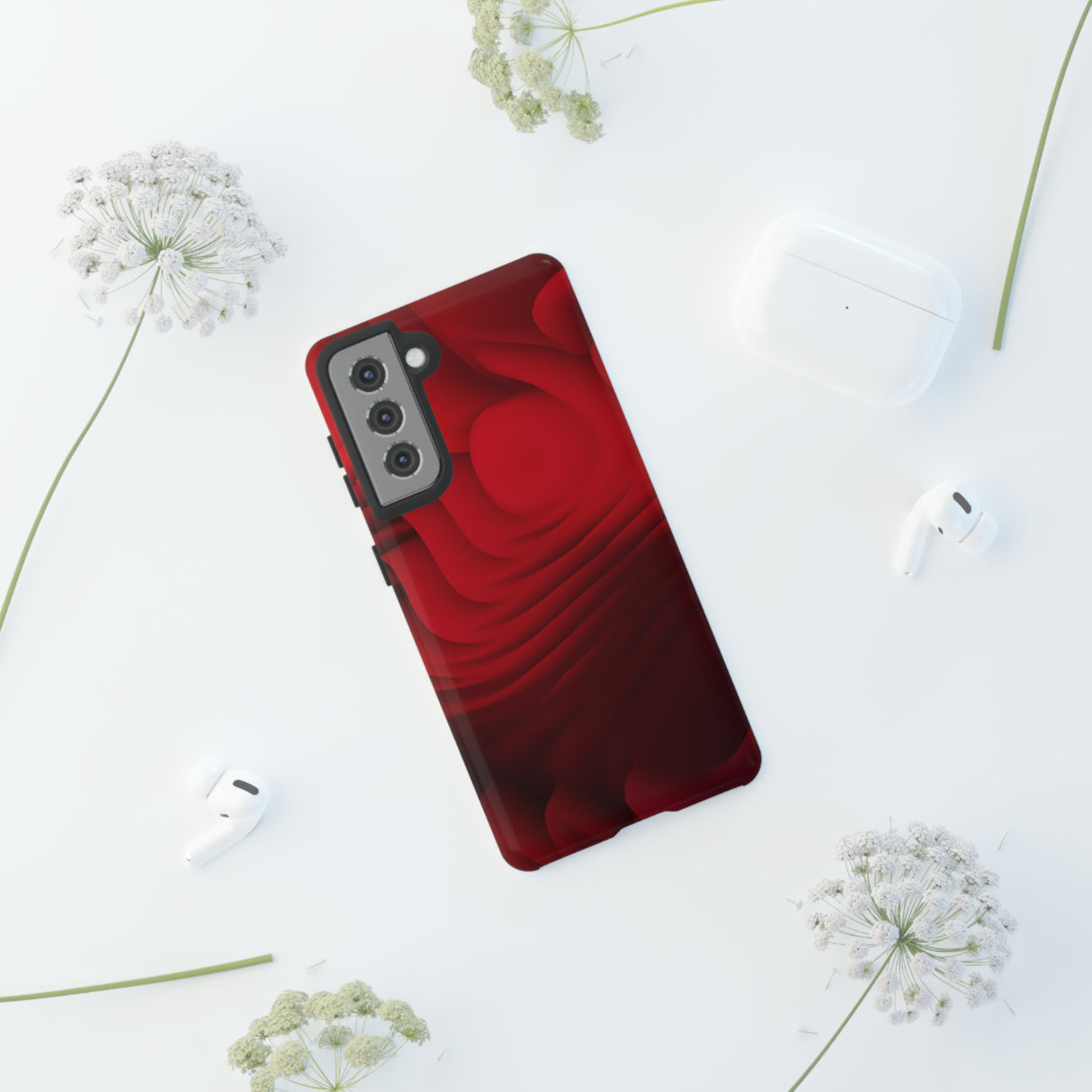 Red Center Waves - Protective Phone Case