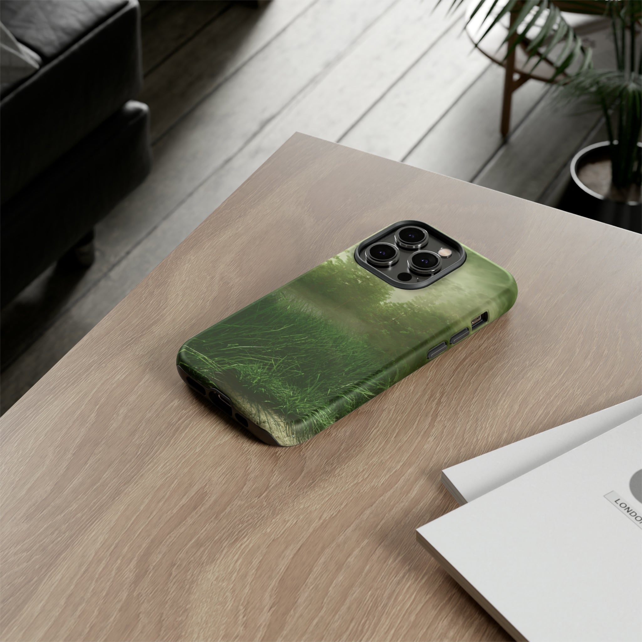 Foggy Green Landscape - Protective Phone Case