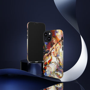 Oil panting - Girl playing Violoncello - Protective Phone Case