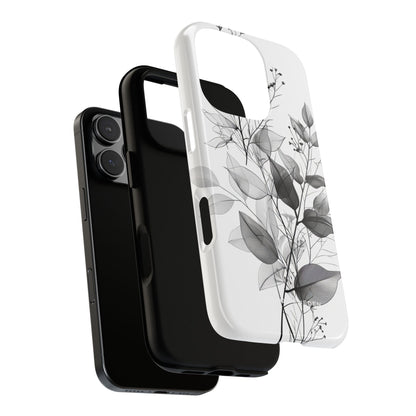 Monochrome Floral Elegance iPhone 16 - Tough Phone Case