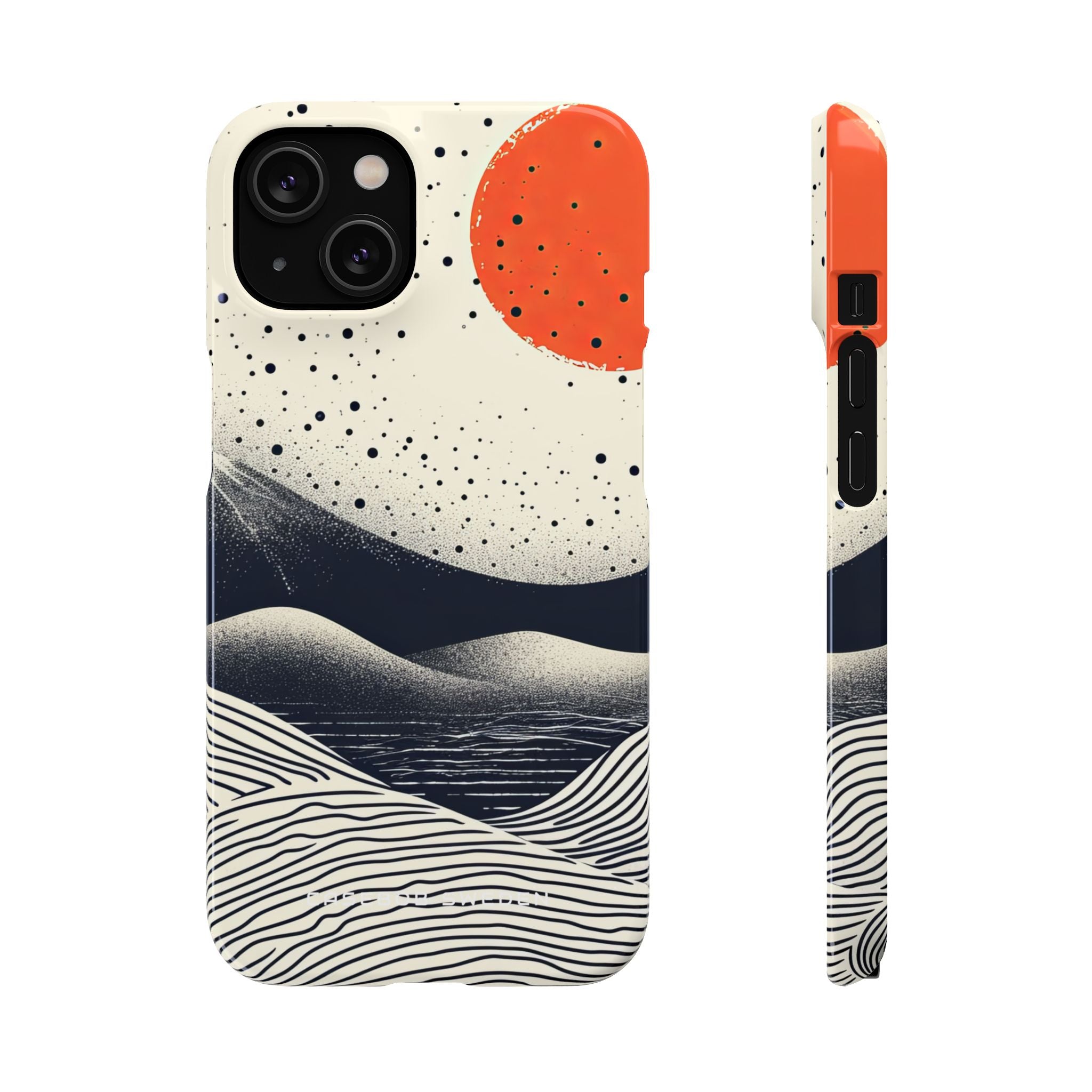 Red Sun Over Flowing Horizons iPhone 14 - Slim Phone Case