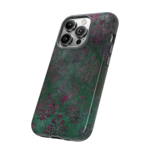 Green Damask Gothic Flower - Protective Phone Case