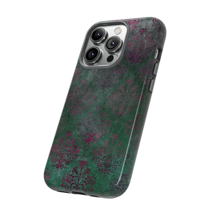 Green Damask Gothic Flower - Protective Phone Case