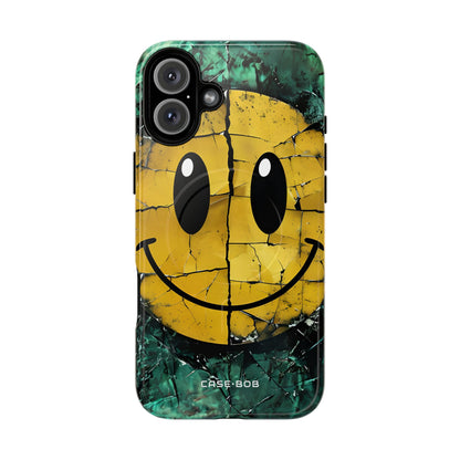 Cracked Smiley iPhone 16 Plus Case - Tough+